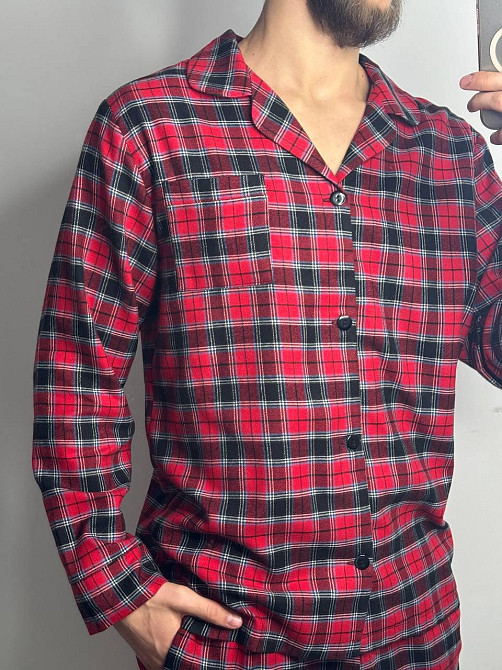 Чоловіча котонова піжама у клітинку Харків - фото 4