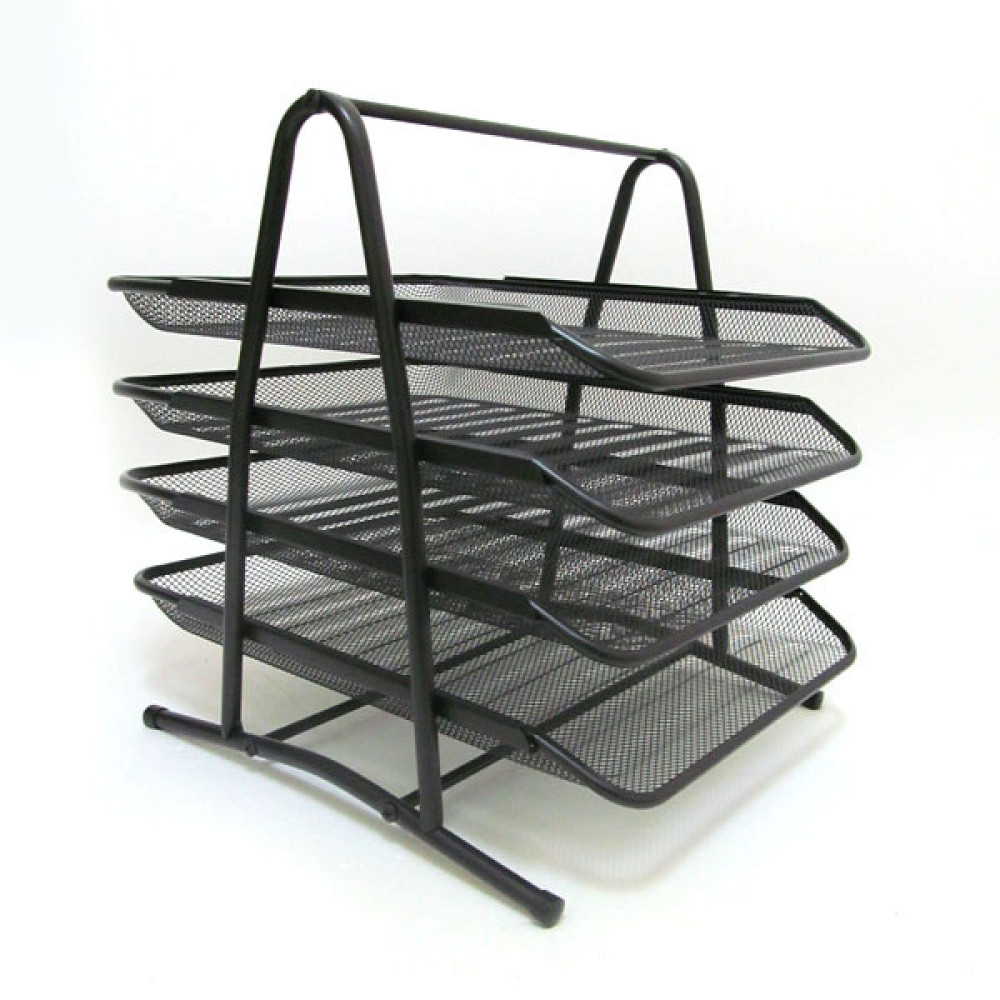 Лоток для документов горизонтальный, металлический, черный 4 секции Павлоград - изображение 2