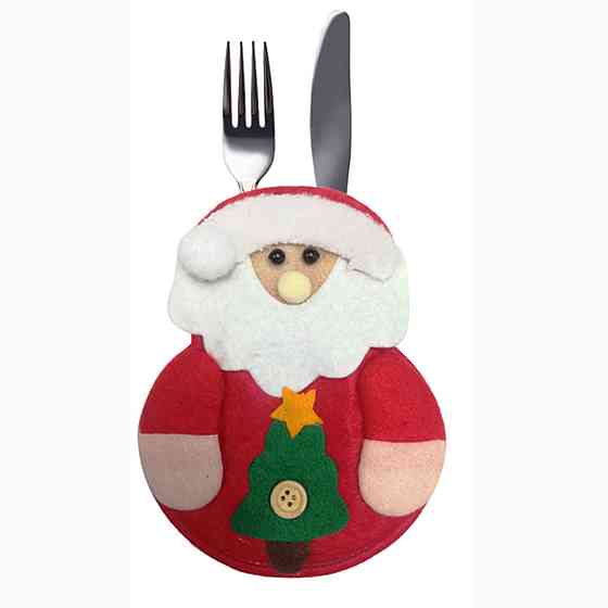 Новогодний чехол для столовых приборов Дед Мороз 10 на 13 см разноцветный Киев