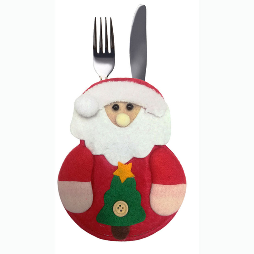 Новогодний чехол для столовых приборов Дед Мороз 10 на 13 см разноцветный Киев - изображение 3