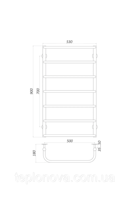 Рушникосушка Нержавійка UNIO 900x530-7 Драбинка Скоба Чернівці - фото 3