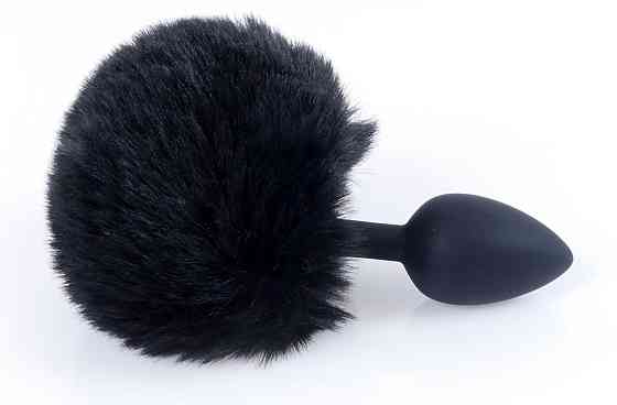Анальная пробка ( размер S ) с хвостом Boss Series - Silicon PLUG Bunny Tail Black, BS6400100 Sex Aura Киев