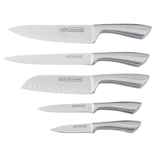 Набір ножів 5 предметів на дерев'яній підставці нержавіюча сталь порожнисті ручки 5130 KAMILLE Житомир - изображение 7