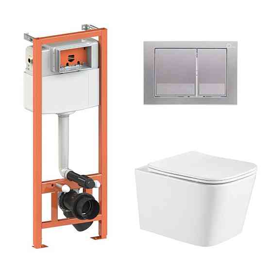 Готове рішення Qtap для ванної кімнати: підвісний унітаз Crow Ultra Quiet 490x360x290 + комплект інсталяції Nest 4 в 1 Київ