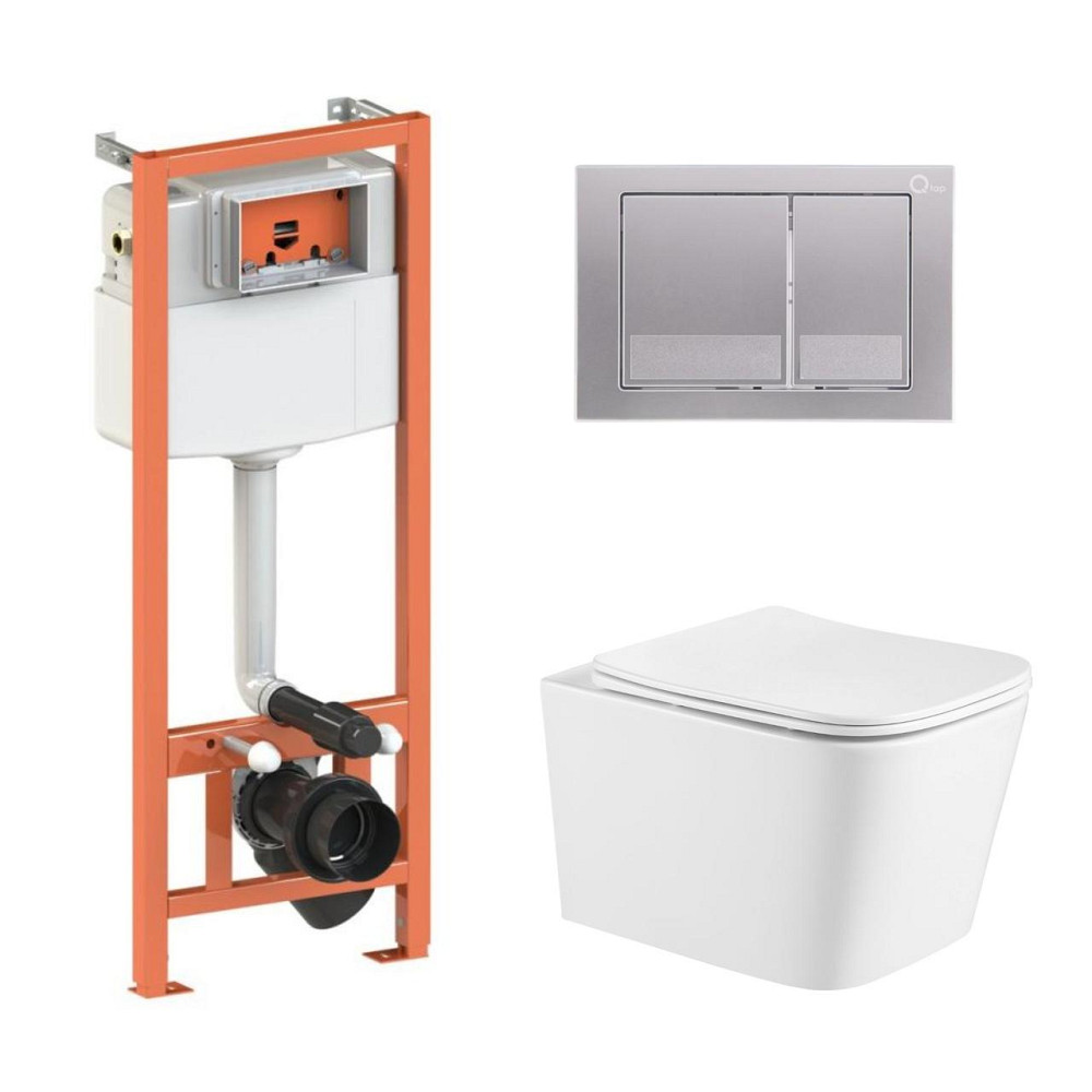 Готове рішення Qtap для ванної кімнати: підвісний унітаз Crow Ultra Quiet 490x360x290 + комплект інсталяції Nest 4 в 1 Київ - фото 1