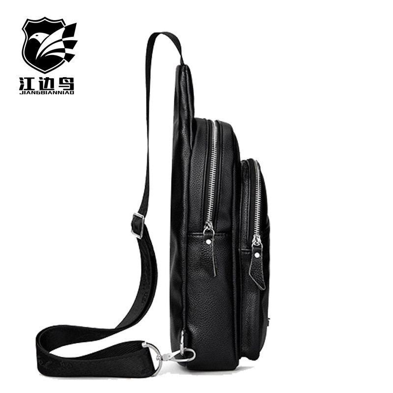 Сумка-слинг мужская через плече 17х32х8, бананка из натуральной кожи TIDING BAG A25F-515-1A черная Каменское - изображение 7