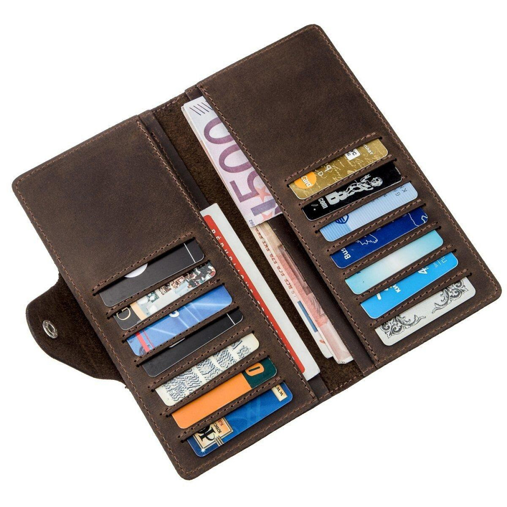 Бумажник вертикальный из винтажной кожи на кнопках SHVIGEL 16180 Коричневый Киев - изображение 2