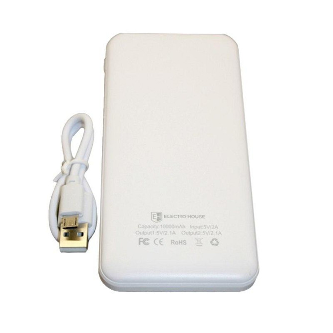 Павербанк для телефону 10000 mAh з ліхтариком type-c Білий Київ - фото 4