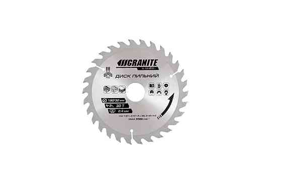 Диск пильный GRANITE для дерева с твердосплавными напайками 180х32х30Т адаптер 32-30 8500 об/мин 5-18-031 Ровно