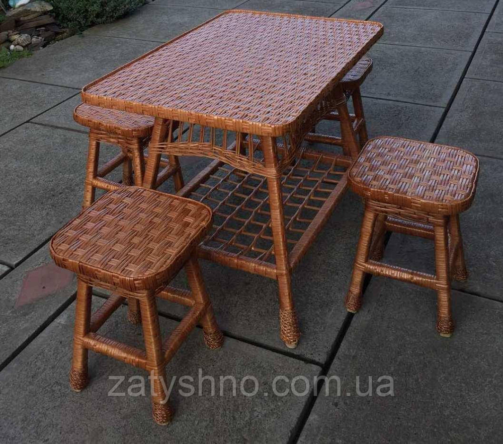 Плетені меблі з табуретками Київ - фото 1