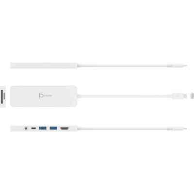 Концентратор J5create USB-C 6-in-1 2xUSB 3.1 + USB-C PD + HDMI + SD/TF + 3.5mm white (JCD373-N) Винница