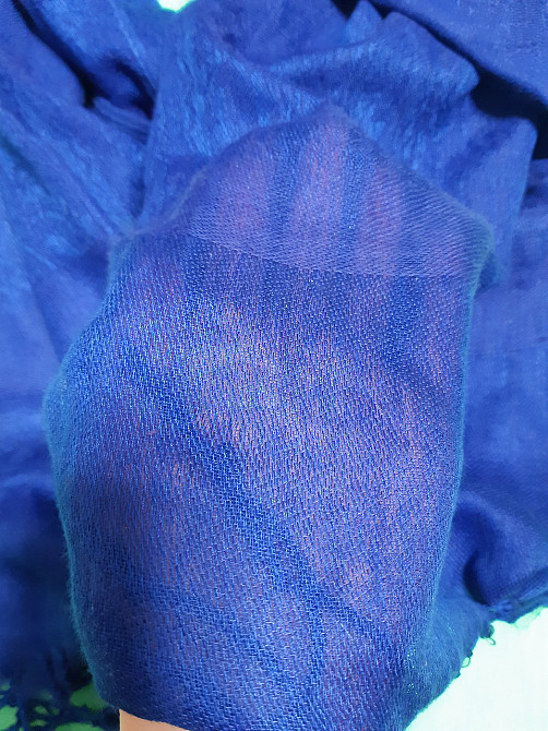 Шарф синего цвета женский - размер шарфа приблизительно 170*65см, 100% полиэстер Киев - изображение 2