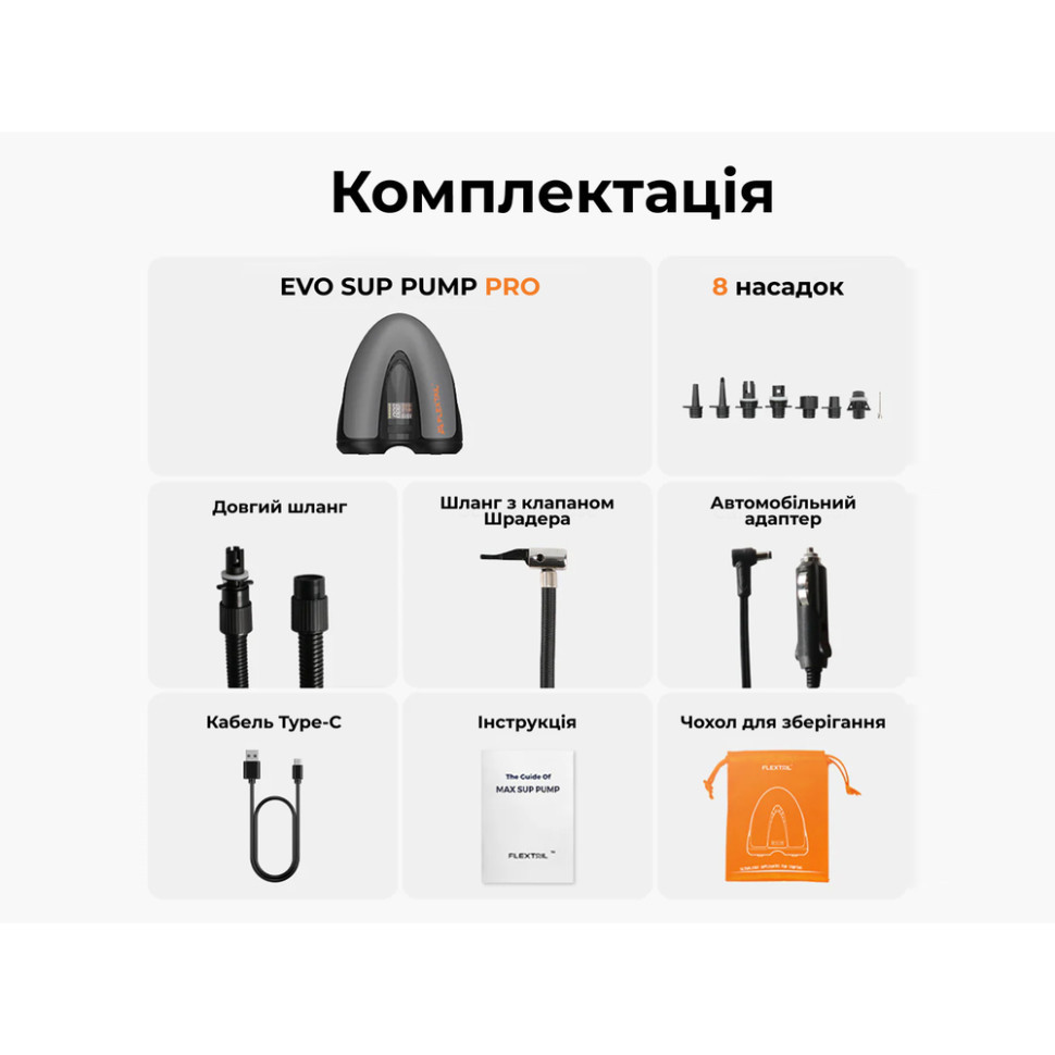 Насос кемпінговий для накачування човнів, сапів, Flextail Evo Sup Pump Pro, чорний Київ - фото 6