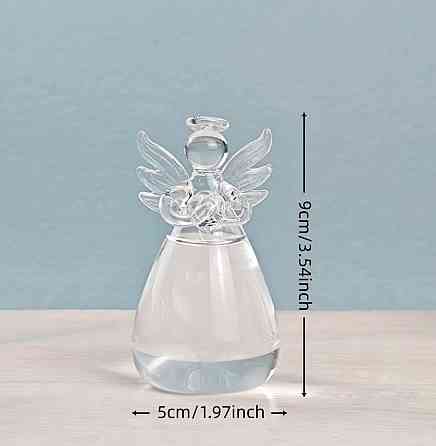 Стеклянная ваза ангел для цветов 9 см декоративная мини ваза для одного цветка прозрачная ваза сувенир стеклянный ангел Киев