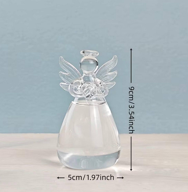 Стеклянная ваза ангел для цветов 9 см декоративная мини ваза для одного цветка прозрачная ваза сувенир стеклянный ангел Киев - изображение 4
