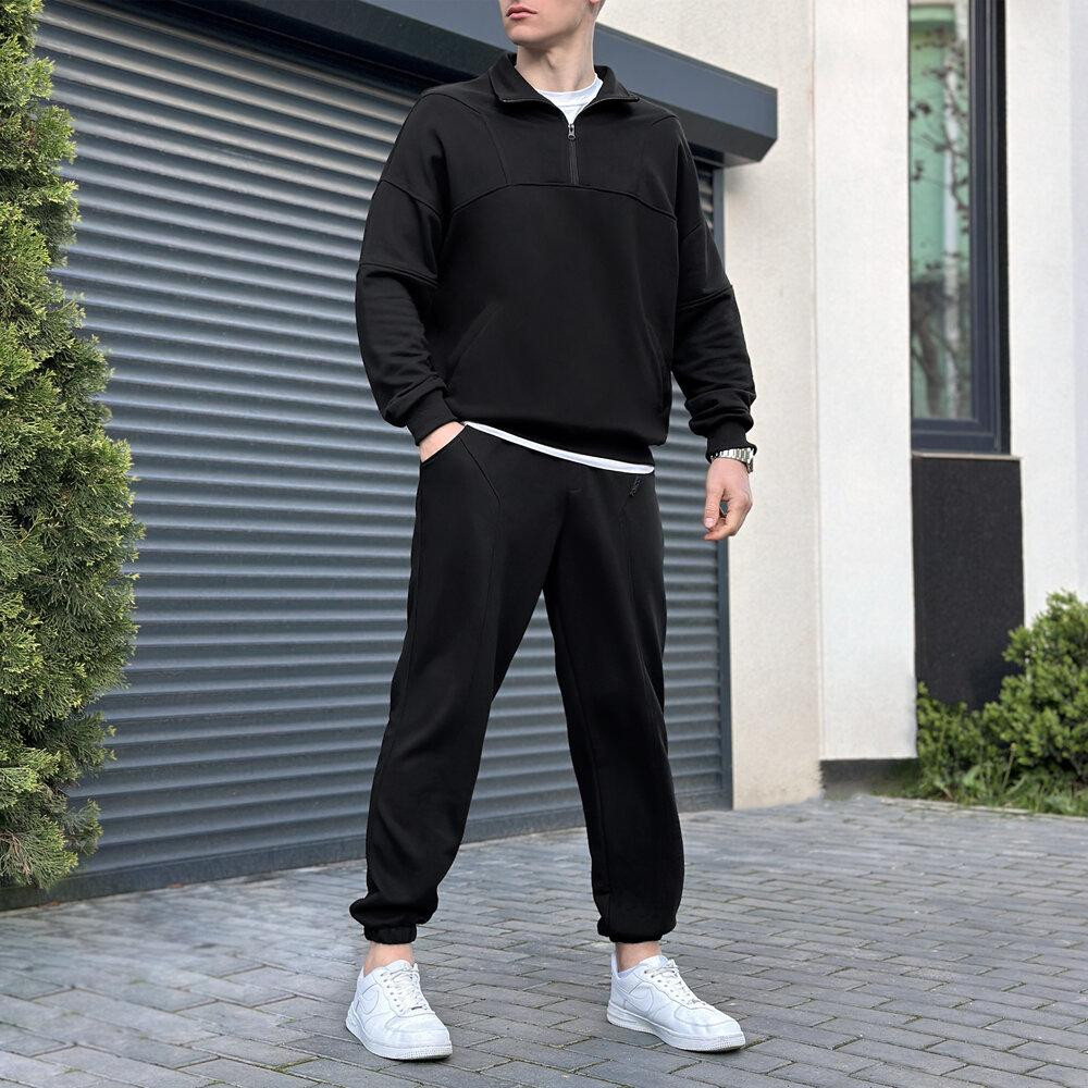 Спортивний демісезонний костюм чоловічий чорний. Комплект штани та кофта Pobedov Grand Київ - фото 7