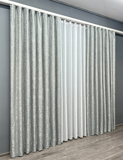 Комплект готових штор VR-Textil Льон мармур Pavliani ХО № 1911ш Світло-сірий 175х280 см 2 шт (39-0046) Київ - фото 4