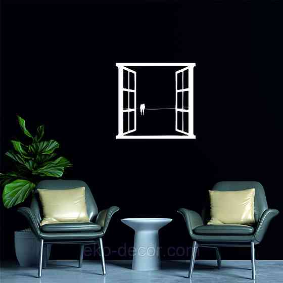 Декоративное настенное Панно «Птицы в окне» Декор на стену 70*66 см, Белый Киев