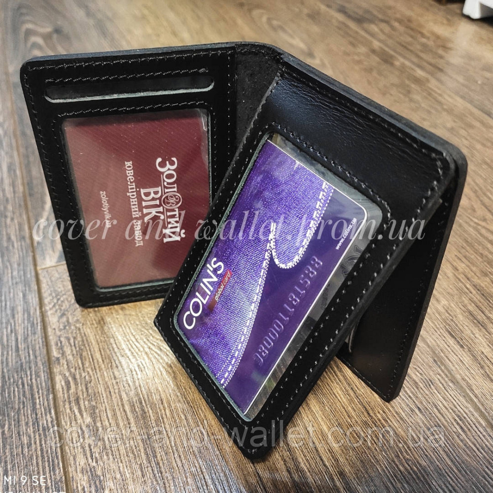 Якісна шкіряна обкладинка на права та техпаспорт чорного кольору Київ - фото 7