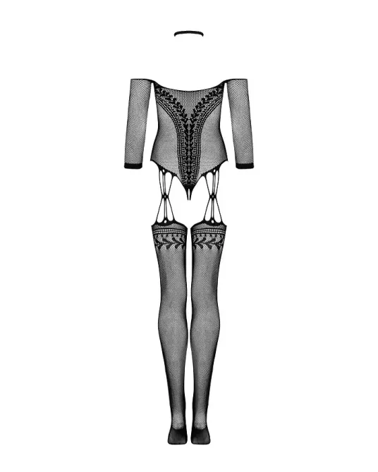 Нейлоновий бодістокінг з імітацією панчіх Obsessive Bodystocking G333 S/M/L, black, з доступом Львів - фото 4