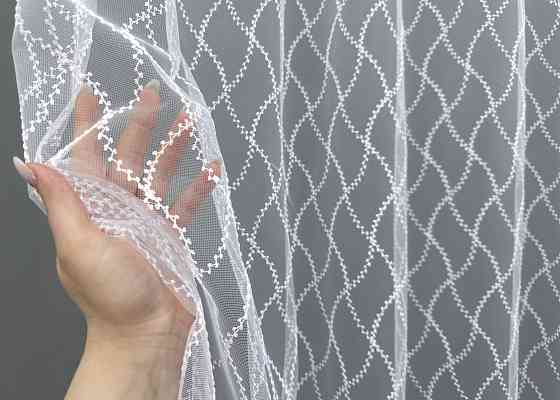 Тюль VR-Textil 1576т Фатин с вышивкой и люрексом Белый 450х270 см (42-0919) Киев