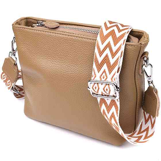 Жіноча шкіряна сумка на плече для повсякденного носіння Vintage 22912 Бежевий Київ