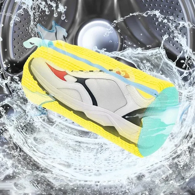 Сумка мешок для стирки обуви, кроссовок и деликатных тканей  39х19 см,в цветах желтый, серый, белый, берюза Одесса - изображение 3