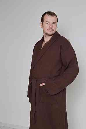 Мужской вафельный халат Ideal Textile длинный Коричневый (56860599) 3XL Черновцы