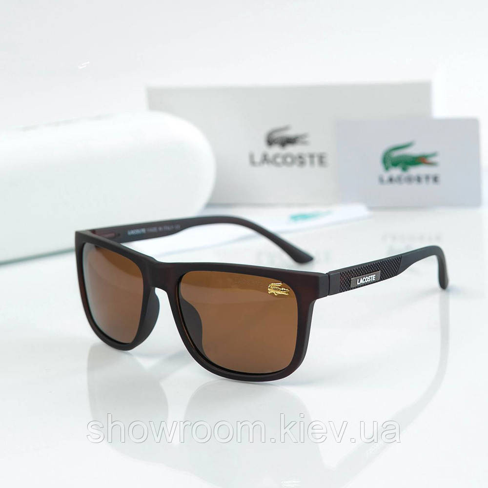 Чоловічі коричневі сонцезахисні окуляри Lacoste (205) polaroid Київ - фото 1