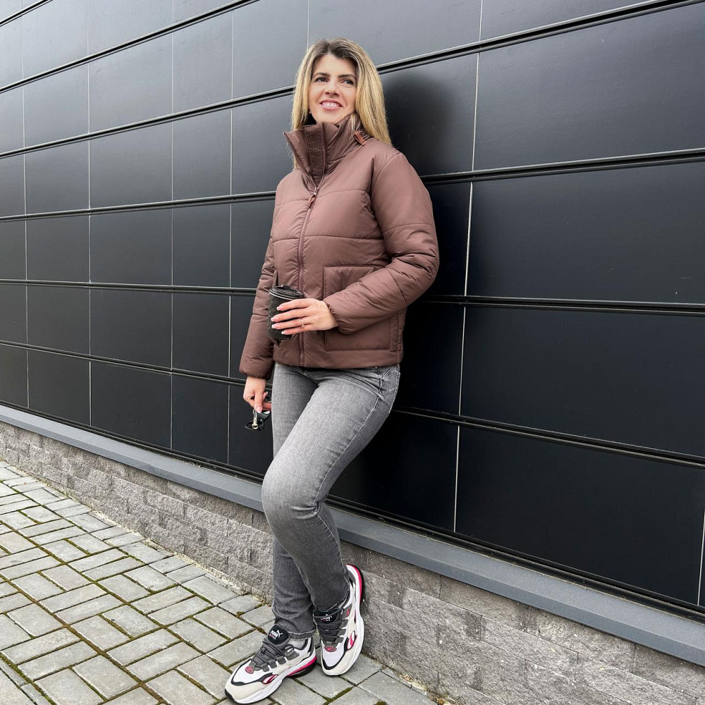 Демісезонна куртка з синтепоном "Lake" оптом | Норма і батал | Розпродаж моделі Шоколадний, 50-52 Київ - фото 5