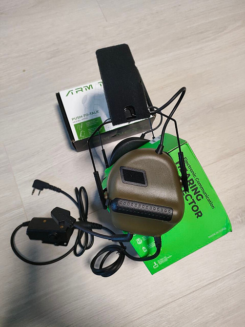 Тактичні навушники з шумозаглушенням Arm Next з перехідником для радіостанції Kenwood (Оливковий) Вінниця - фото 5