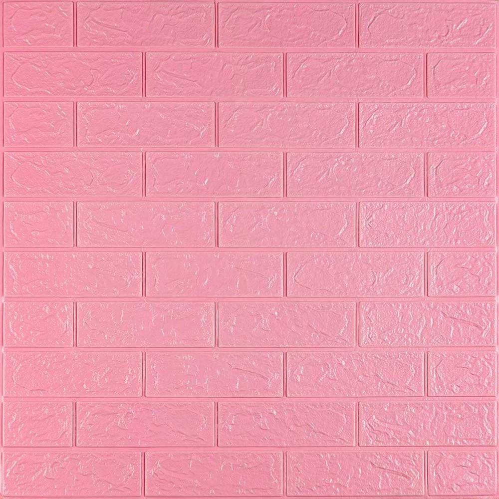 Самоклеюча 3D панель рожевого кольору з цегляним візерунком Київ - фото 1