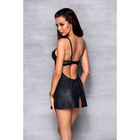 Бебі-дол з еко-шкіри та мережива Passion LOONA CHEMISE XXL/XXXL, black Sex Aura Київ