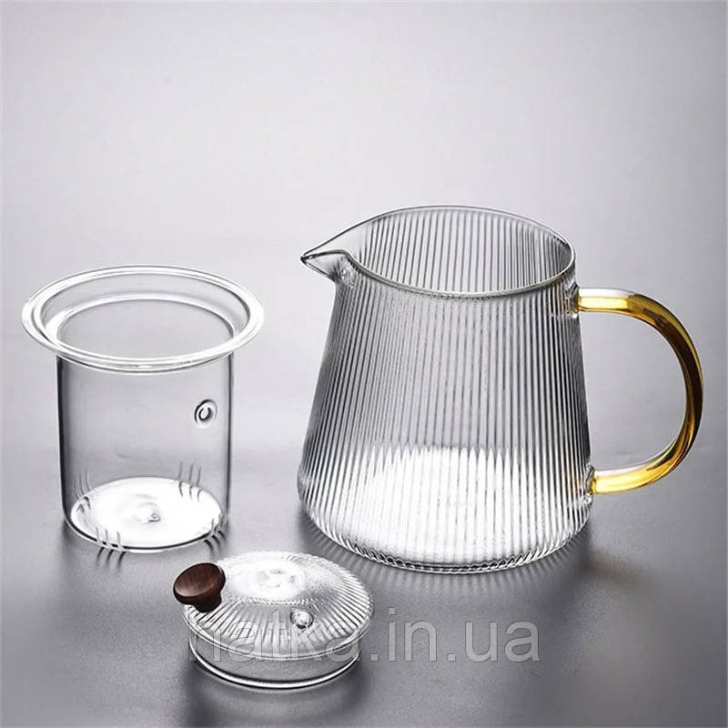 Чайник заварювальний скляний Olens "Чарлі" 750 мл скляне сито для дому та ресторану Київ - фото 4