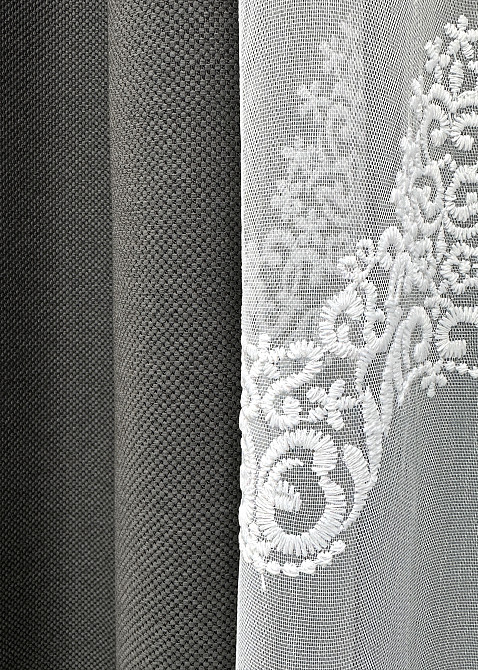 Комплект штор VR-Textil рогожка премиум TERRA LUXE 150х270 2шт и Тюль 500х270 1857ш-1704т Графитовый с белым 71-111/4 Киев - изображение 5