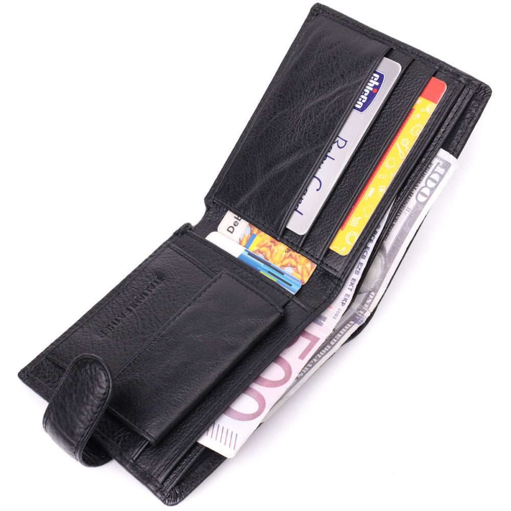 Мужской бумажник удобного размера из натуральной кожи ST Leather 22471 Черный Киев - изображение 5