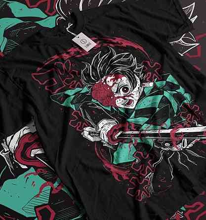 Футболка для мальчика аниме Истребитель демонов оверсайз (рост от 165 до 180 ) Черний AnimeJ1102m Днепр