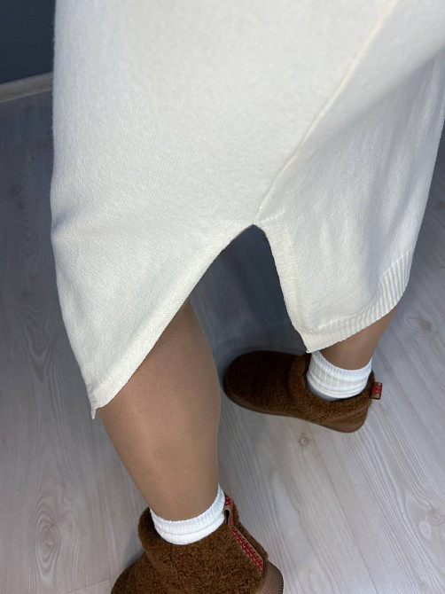 Сукня жіноча Accorddream 2858 светр довга оверсайз комір стійка розріз one size, молочний, one size Київ - фото 6