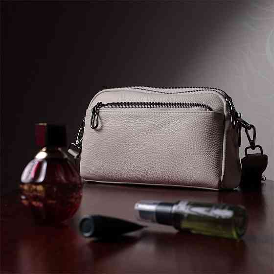 Жіноча прямокутна сумка з кишенями з натуральної шкіри Vintage 22598 Біла Київ