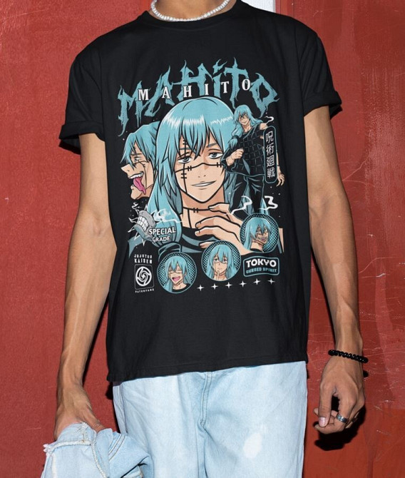 Футболка аниме Магическая битва оверсайз (S/M/L) Черний AnimeJ1160 Днепр - изображение 2