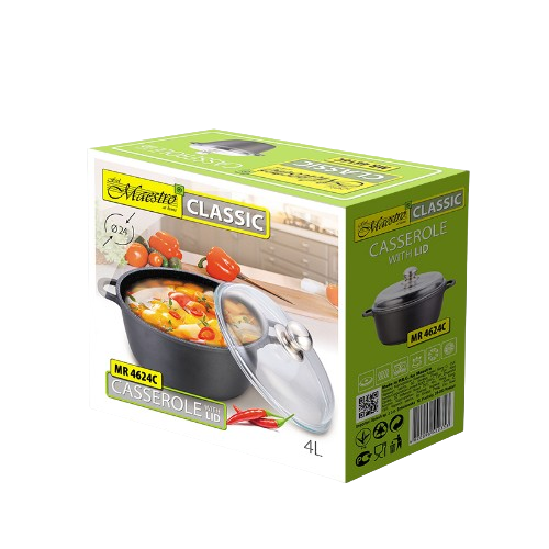 Каструля 4л скляна кришка MR-4624C Maestro Житомир