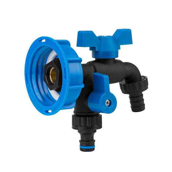 Набір IBC S60x6, кран BLACK RAVEN, РЗ 2x3/4'', NYLON/BRASS для шланга 5/8", 1/2", ніпель, IBCS60-GTBR123434NB1 Київ