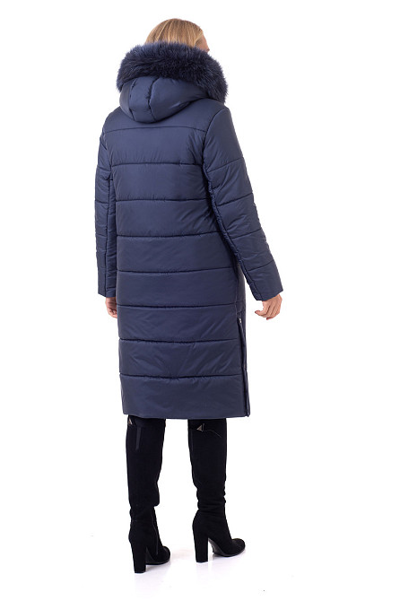 Женское длинное зимние пальто пуховик синий с мехом . 46-58р Киев - изображение 2
