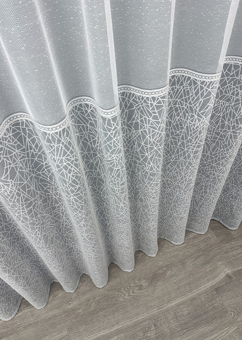 Тюль VR-Textil 1672т Жаккард Белый с серым 300х270 см (42-0686) Киев - изображение 8