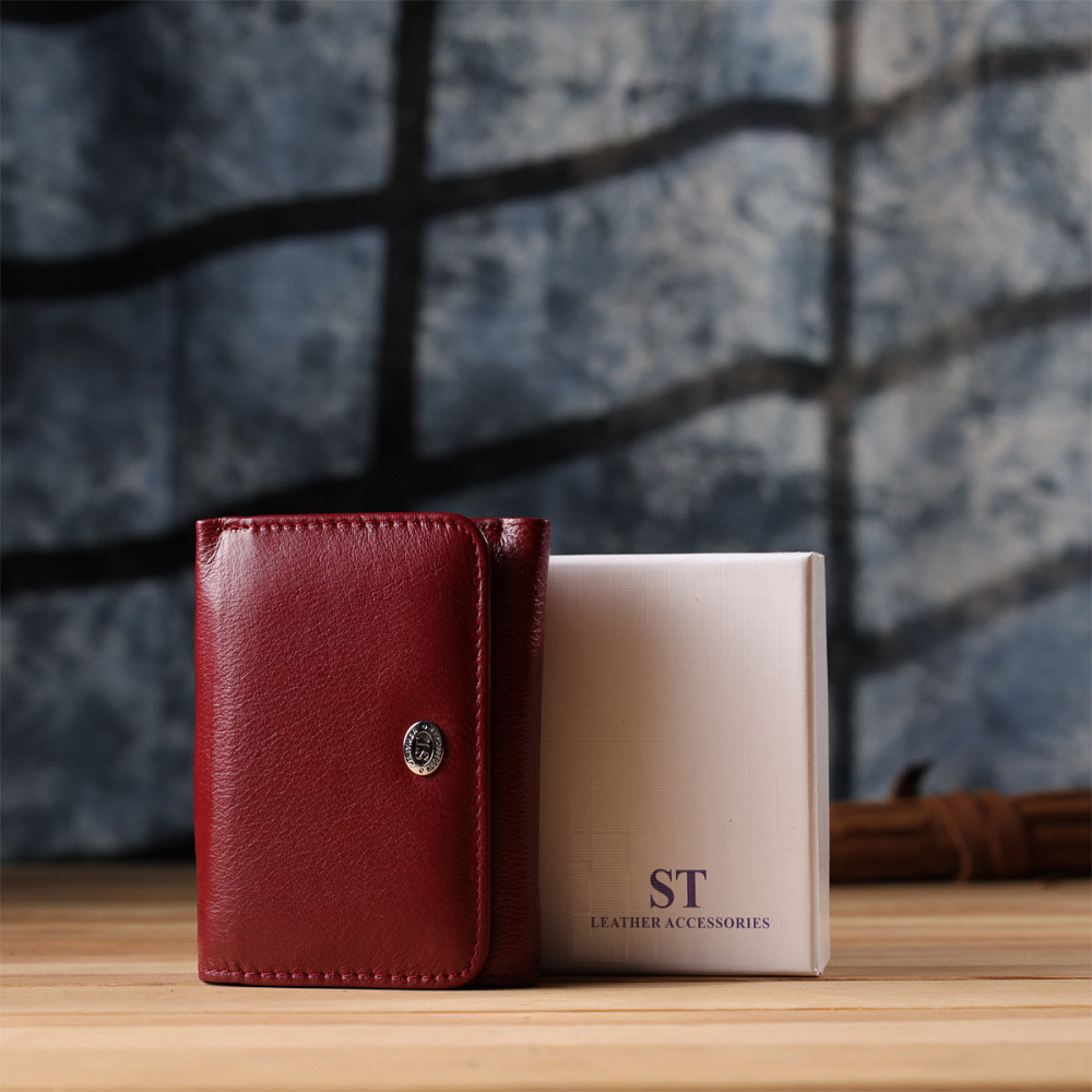 Компактный женский кошелек из натуральной кожи ST Leather 23073 Бордовый Киев - изображение 1