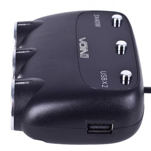 Разветвитель прикуривателя VOIN SC-3003 с 3 выходами, 2 USB 2400 мА, 12/24В, с кабелем и вольтметром Харьков - изображение 4