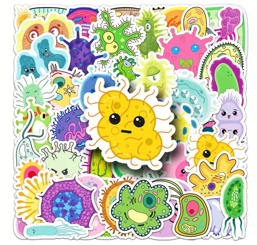 Набір наклейок (стікерів) "Мікроорганізми. Біологія. (50 шт.), стікерпак мікроби. Київ - фото 6