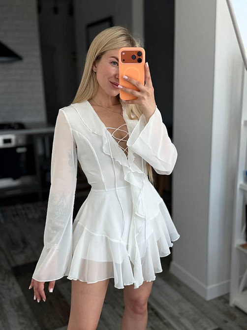 Женское романтичное обаяние-комбинезон софт + шифон Молочный, 46/48 Одесса - изображение 8