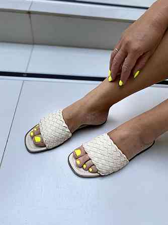 L&M Стильні шльопанці жіночі, штучна шкіра, бежеві на низькій підошві літні L&M 314-3 р. 38-40 Коломыя