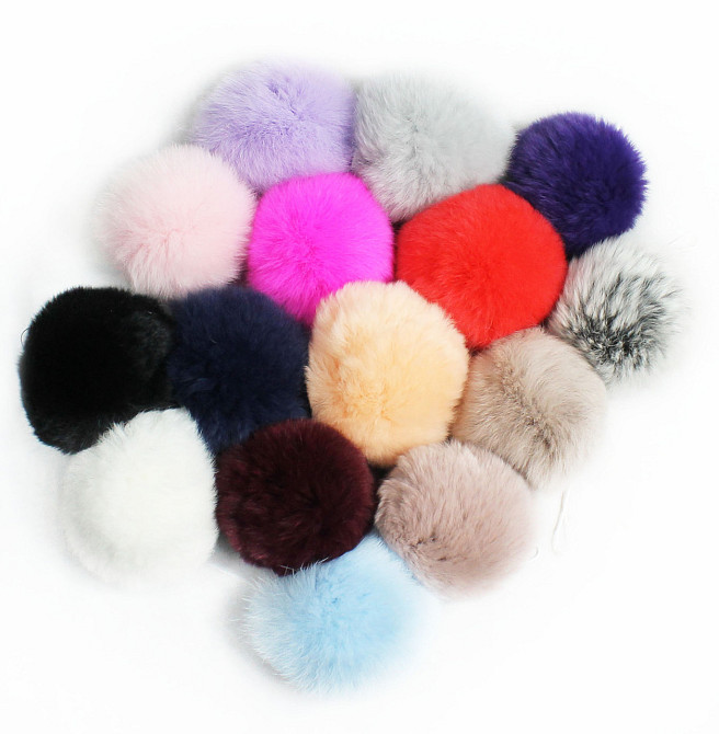 Помпони на шапку з натурального хутра Rex Пудровий Харків - фото 2